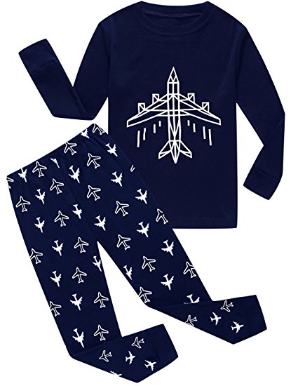 Little Pajamas Boys PJS Airplane Toddler Clothes 100% Cotton Kids Sleepwear Set
