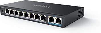 Reolink PoE Switch with 8 PoE Ports, 2 Gigabit Uplink Ports, 120W for All PoE Ports, Ideal for Reolink RLN36 NVR and Reolink PoE IP Cameras, IEEE802.3af/at, Metal Casing, Desktop/Wall Mount, RLA-PS1