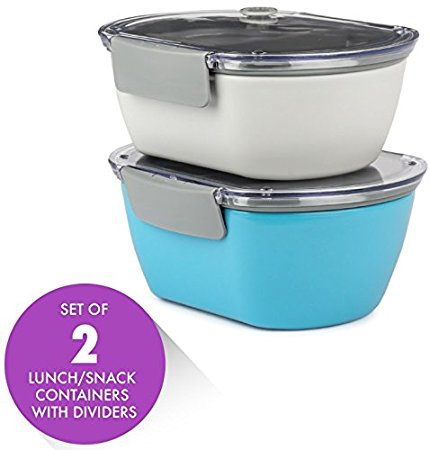 Leak Proof Food Storage Container | BPA Free, Reusable, Microwave safe Lunch Box with Removable Compartment For Kid & Adult | by Zell