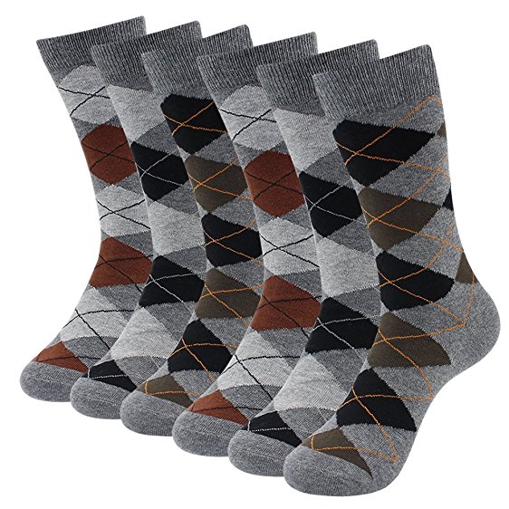 Hippih Men's Classic Argyle Socks Cotton Colorful Patterned Dress Socks