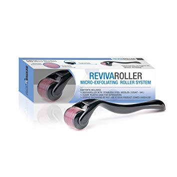 RevivaRoller Micro-Exfoliating Roller System - 540 0.25mm Stainless Steel needles in Sterile Packaging; Treat Acne Scars, Fine-line wrinkles, and discoloration/age spots …