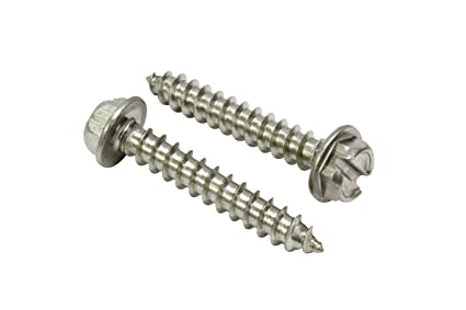 #8 X 1" Stainless Slotted Hex Washer Head Screw, (100 pc), 18-8 (304) Stainless Steel Screw by Bolt Dropper