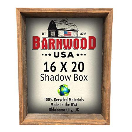 BarnwoodUSA | 16"x20" | Rustic Farmhouse Collectible Shadow Box Picture Frame | Made of 100% Reclaimed and Recycled Wood | Shadow Box Style to Display Collectibles, Photos, Antiques | Made in USA