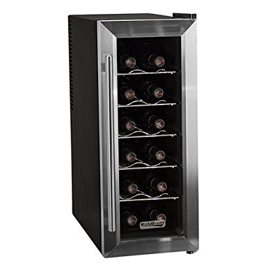 Koldfront 12 Bottle Stainless Steel Slim-Fit Thermoelectric Wine Cooler - Black/Stainless Steel