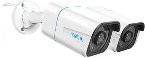 Reolink 4K 8MP Camara Vigilancia Exterior PoE con Detección de Personas/Vehículos/Pets, Impermeable, Alertas Inteligente, Cámara Bala con Ranura para Tarjeta SD, Lapso de Tiempo RLC-810A Paquete de 2