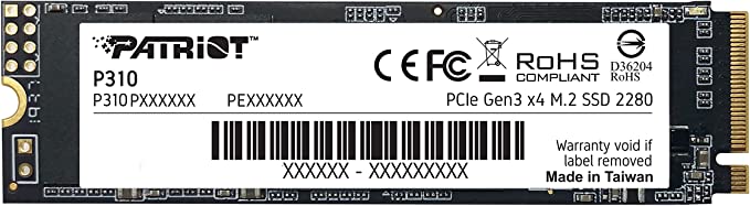 Patriot P310 1.92TB Internal SSD - NVMe PCIe M.2 Gen3 x 4 - Low-Power Consumption Solid State Drive - P310P192TM28