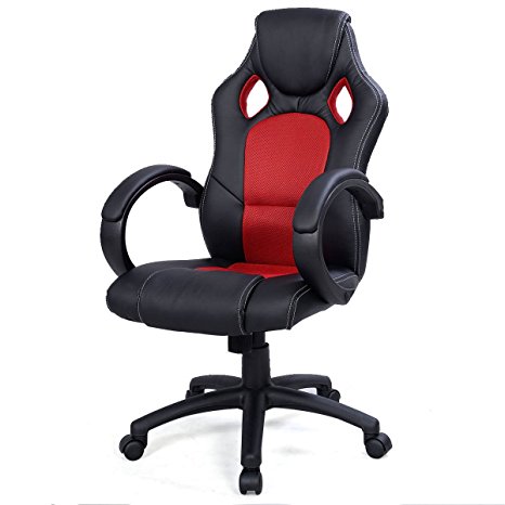 Giantex High Back Race Car Style Bucket Seat Office Desk Chair Gaming Chair (Red)