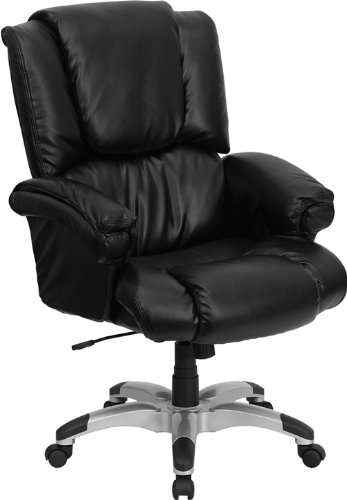 Flash Furniture GO-958-BK-GG High Back Black Leather Over Stuffed Executive Office Chair