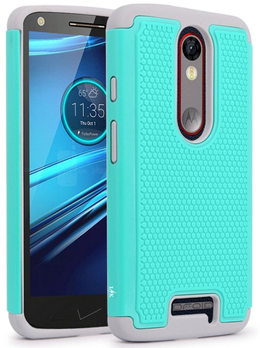Droid Turbo 2 Case, LK [Shock Absorption] Hybrid Dual Layer Armor Defender Protective Case Cover for Verizon Motorola Droid Turbo 2 (Teal)