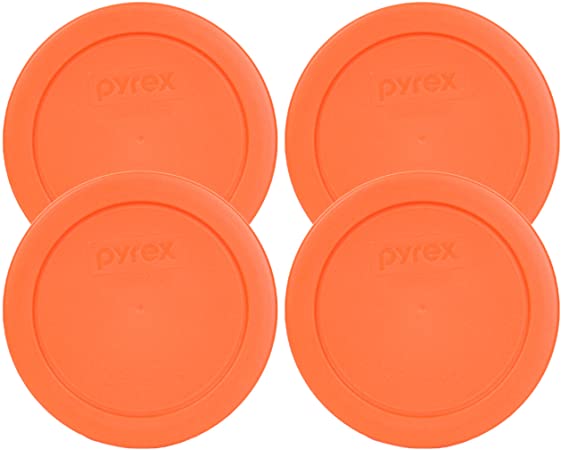 Pyrex 2 Cup Round Storage Cover #7200-PC for Glass Bowls (4, Orange)