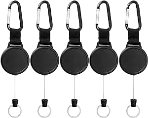 Heavy Duty Retractable Badge Holder Reel ID Badge Holder Name Card Key Chain with 39 Inches Steel Wire Rope, Black(5 Pieces)