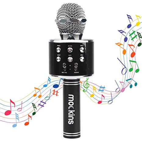 Mockins WS858 Wireless Portable Handheld Bluetooth KARAOKE MICROPHONE Compatible with Android & IOS Apple - Black