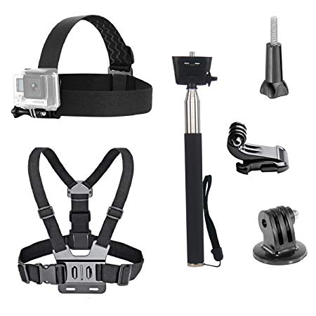 dOvOb Action Camera Accessory Kit included Head Strap Mount  Chest Belt Strap Harness Mount  Selfie Stick Handheld Monopod for GoPro/APEMAN/AKASO/DBPOWER/Campark/Neewer/Victure/Crosstour 4K