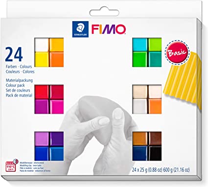 Staedtler Fimo Soft 8023 02 Oven Hardening Modelling Clay 24 Half Blocks Assorted Colours