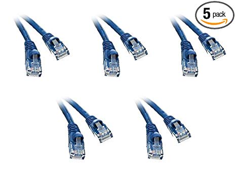 C&E 5 Pack, Blue Ethernet Patch Cable, Snagless Molded Boot, 2 Feet, CNE535173