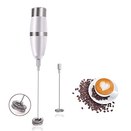 Handheld Electric Milk Frother, XBrands Mini Milk Frother, Mini Handheld Battery Operated Portable Milk Mixer,Powerful Electric Foam Maker with Double Stainless Steel Spring Whisk Head,For Coffee, Lattes, Cappuccino, Chocolate