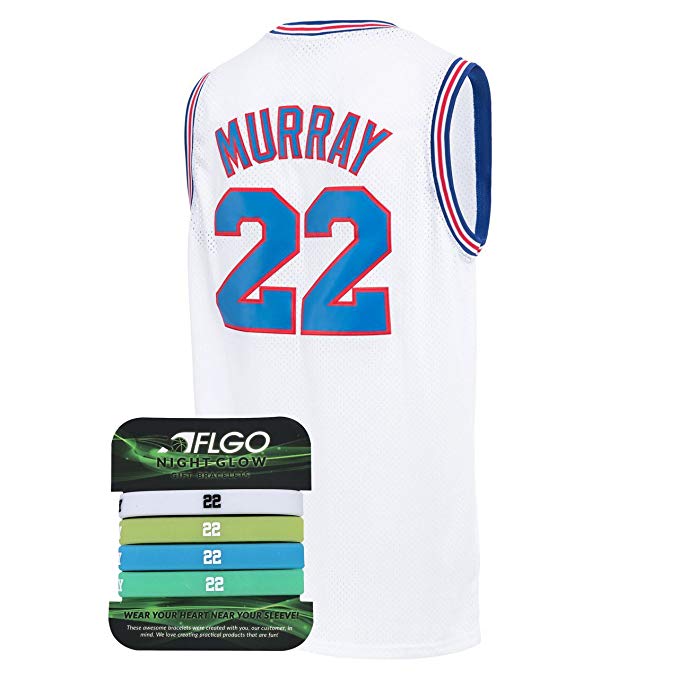AFLGO Murray Space Jam Jersey Basketball Jersey Include Set GLOW IN THE DARK Wristbands S-XXL White