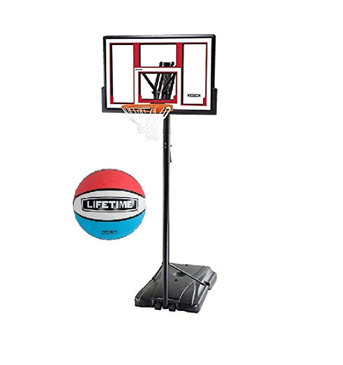 Lifetime 90491 Portable Basketball System, 48 Inch Shatterproof Backboard w/1 Piece Ball Included- Red