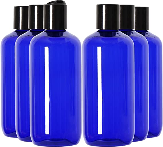 Youngever 10 Pack Plastic Empty Bottles with Disc Cap 8 Ounce, Refillable Cosmetic Bottles, Squeeze Containers for Shampoo, Liquid Body Soap, Lotion, Cream (Blue)