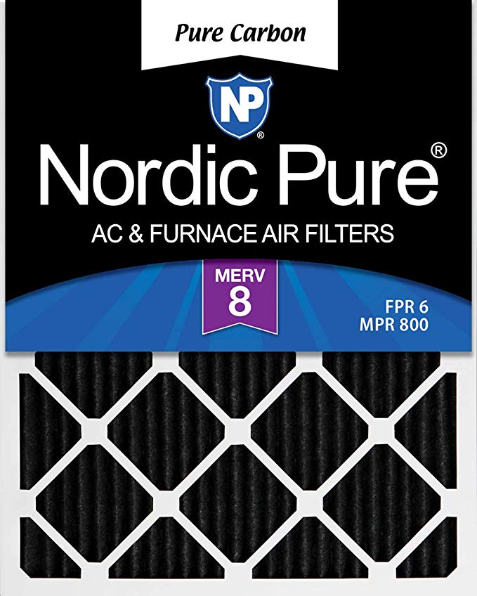 Nordic Pure 16x25x1PCP-6 Pure Carbon Pleated Air Filters (6 Pack), 16"x25"x1"