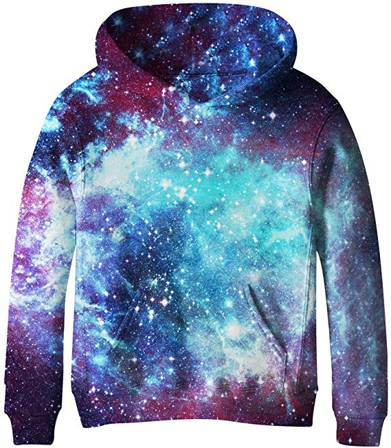 SAYM Big Girls Galaxy Fleece Pockets Sweatshirts Jacket Pullover Hoodies