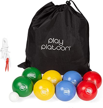 Bocce Ball Set with 8 Bocce Balls, Pallino, Carry Bag & Measuring Rope - 2 to 8 Player Lawn Game - 84, 90 or 100mm Balls
