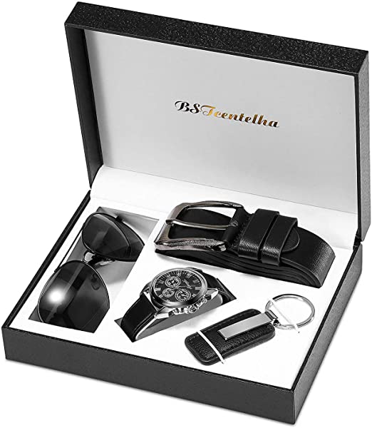 BSTcentelha Mens Watch Belt Keychain Sunglasses Gift Set Valentine's Day present gift