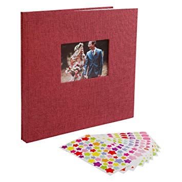 Self Adhesive Photo Album Magnetic Scrapbook Album 40 Magnetic Double Sided Pages Linen Hardcover DIY Photo Book Length 11 x Width 10.6 Inches with DIY Accessories Kits 9 Sheet Stickers