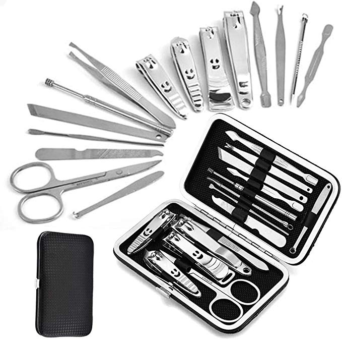 feriay 15Pcs Stainless Steel Nail Clippers Useful Manicure Tools Set