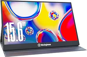 Westinghouse 15.6 Inch Portable Monitor for Laptop & Travel, 1080p, 60Hz, IPS Display, Full HD Portable Travel Monitor with Magnetic Protective Cover, Built in Speakers, 1x Mini HDMI, 1x USB Type-C