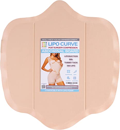 Abdominal Board for 360 lips post surgery I Compression flattening Ab board after tummy tuck, BBL, liposuction for all type of faja and compression garments, lumbar, Ab boards I Use with lipo foams pads, lymphatic massage oil I by BRUIZEX