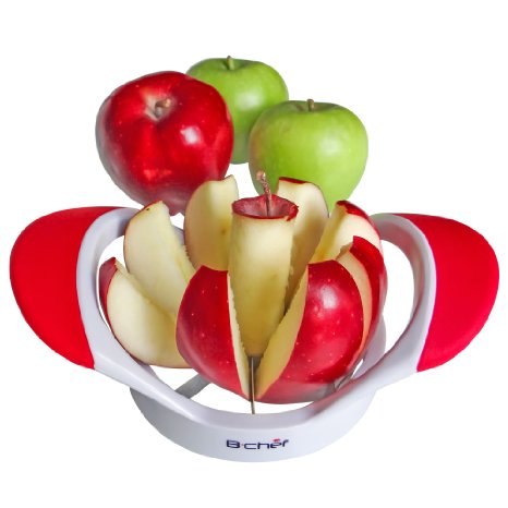 Apple Slicer Corer Cutter and Divider with an 8 Slice 3 12 Diameter Stainless Steel Blade This Stylish Fruit Wedger Brought to You By B-chef Comes with Raised Offset Rubber Grips Allowing for Greater Leverage to Help Ease the Strain on Your Fingers Dishwasher Safe This Sleek Little Gadget Is a Great Accessory to Compliment Your Peeler and Will Be the Perfect Addition to Your Kitchen