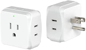 Multi Plug Wall Outlet 2 Pack, 5 Outlets Plug Adapter,Outlet Splitter Cruise Ship Essentials, Wall Outlet Extender for Travel, Home, Office, Dorm, Cruise Ship