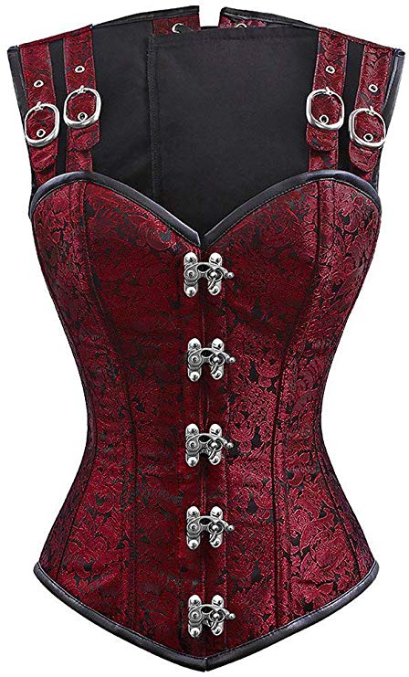 Charmian Women's Gothic Steampunk Brocade Steel Boned Waist Cincher Corset Vest