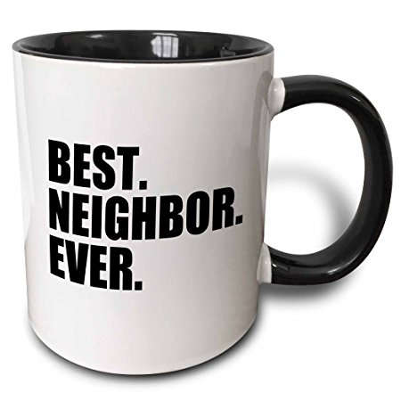 3dRose Best Neighbor Ever Mug, Black, 11 oz