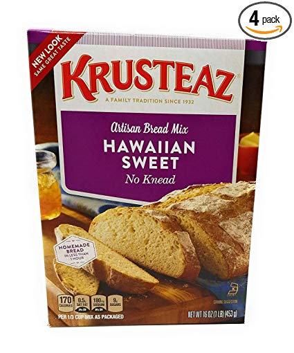 Krusteaz No Knead Hawaiian Sweet Bread Mix (16 oz Boxes) (PACK OF 4)