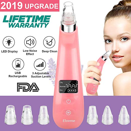 Blackhead Remover Pore Vacuum [Upgrade 2019], Electric Skin Pore Cleaner Blackhead Vacuum Suction Removal Rechargeable Skin Peeling Machine Comedone Acne Comedo Beauty Device For Nose Face (Pink)