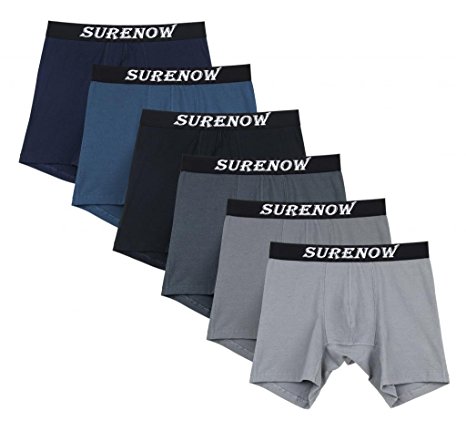 Surenow Men's Boxer Package Men's Cotton Comfortable and coloful Boxer Shorts Underwear Brand Name Featured on Waistband mens boxers