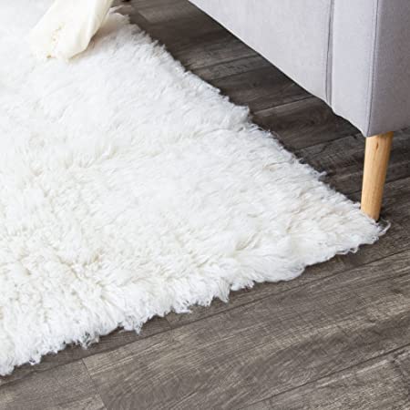 Super Area Rugs Organic Wool Greek Flokati Rug, White, 9' x 12'