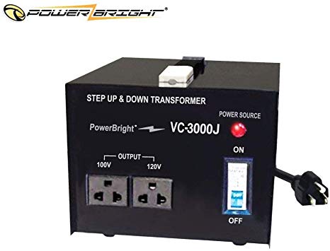 PowerBright 3000W Step Up & Down Japanese Transformer, Power ON/Off Switch, Can be Used in 120 Volt Countries and 100 Volt Countries, Convert from 120V to 100V and 100V to 120V
