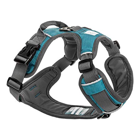 Embark Pets Adventure Dog Harness, Easy On and Off with Front and Back Lead Attachments & Control Handle - No Pull Training, Size Adjustable and No Choke (Medium Teal Blue)