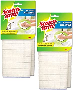 Scotch-Brite Kitchen Cleaning Cloth, Microfiber, White, 4/Pack,