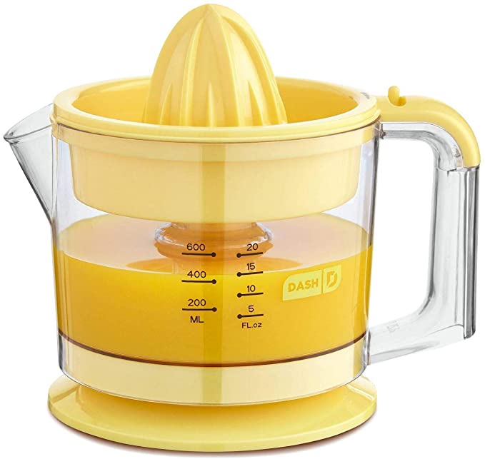 Dash Citrus Juicer Extractor: Compact Juicer for Healthy Juice, Oranges, Lemons, Limes, Grapefruit & other Citrus Fruit with Easy Pour Spout   32 oz Pitcher-Yellow