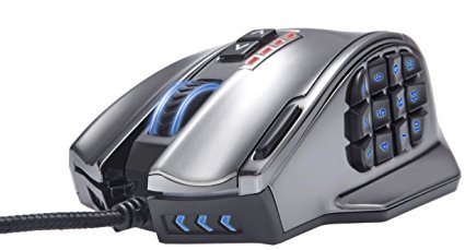UtechSmart Venus 50 to 16400 DPI High Precision Laser MMO Gaming Mouse with Vacuum Plating Version, 18 Programmable Buttons, Weight Tuning Cartridge, 12 Side Buttons, 5 programmable user profiles, Omron Micro Switches, Over 16 Million Customizing LED Color Options [18-Month Manufacturer's Warranty]