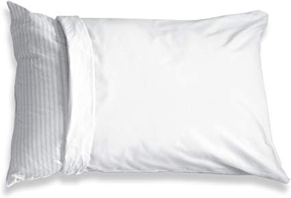 Fresh Ideas 100% Cotton Teflon Coated Pillow Protector Waterproof and Stain Resistant 2 Pack King, White
