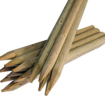 F&G Supplies 15 Pack - 1.2m (4ft) x 50mm Machined Round Wooden Treated Fence Posts Stakes Wood Fencing