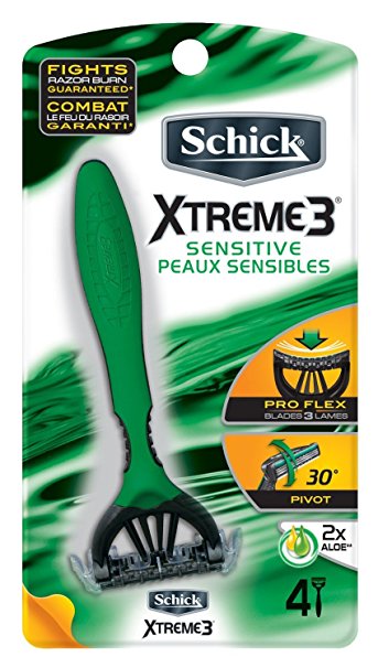 Schick Xtreme3 Sensitive Disposable Razors, 4-Count (Pack of 2)