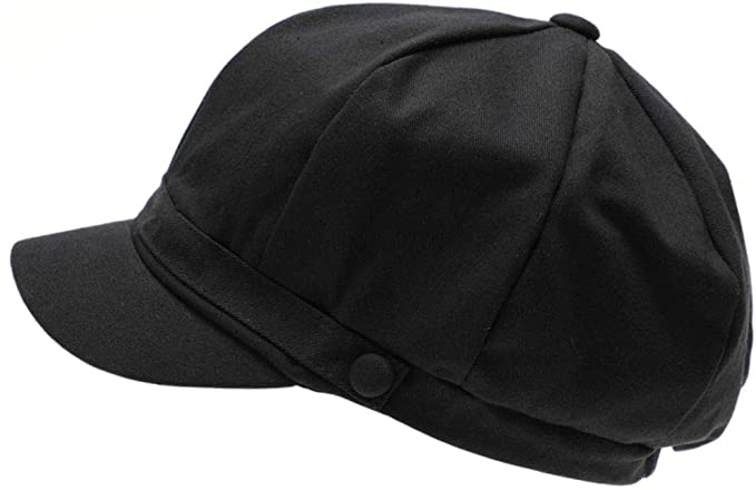 MIRMARU Women’s Classic Solid Color Cotton Elastic Back Baker Newsboy Cabbie Cap Hat.