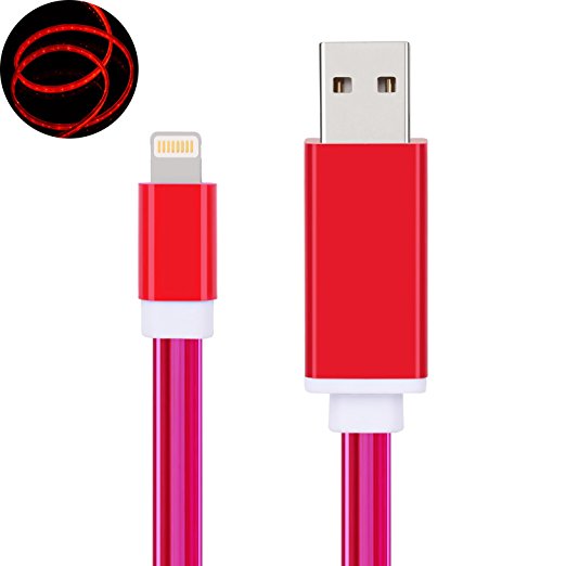 Lightning Cable,Trust Smart iPhone Charger USB LED Flowing Light Charging Cables for iPhone X/ 8 / 7 / 7s / 6 / 6s / iPad / iPod (IOS red)