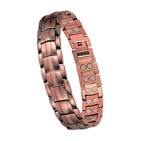 eDecor Copper Bracelets for Arthritis Guaranteed 99.9% Pure Copper Magnetic Therapy Bracelet for Men Pain Relief for Carpal Tunnel with Double Row Magnets
